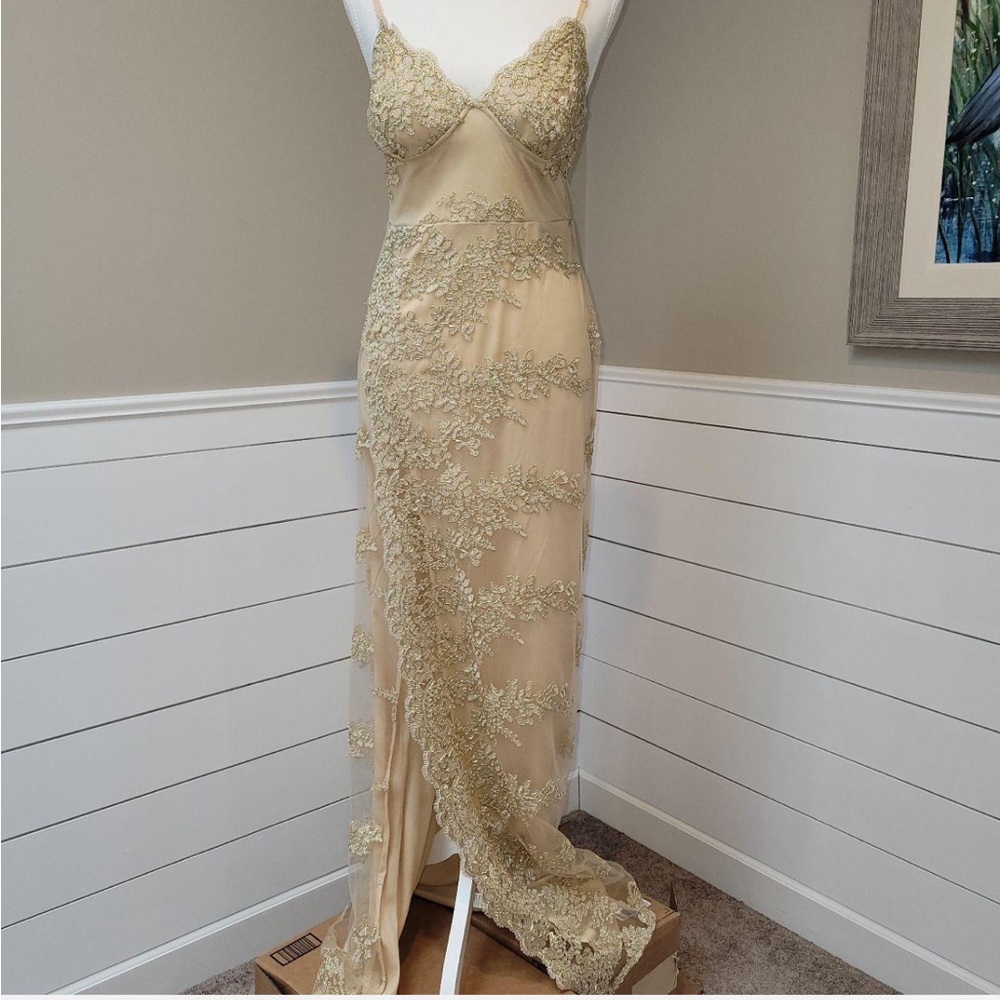 Windsor Gold Lace Slip Dress